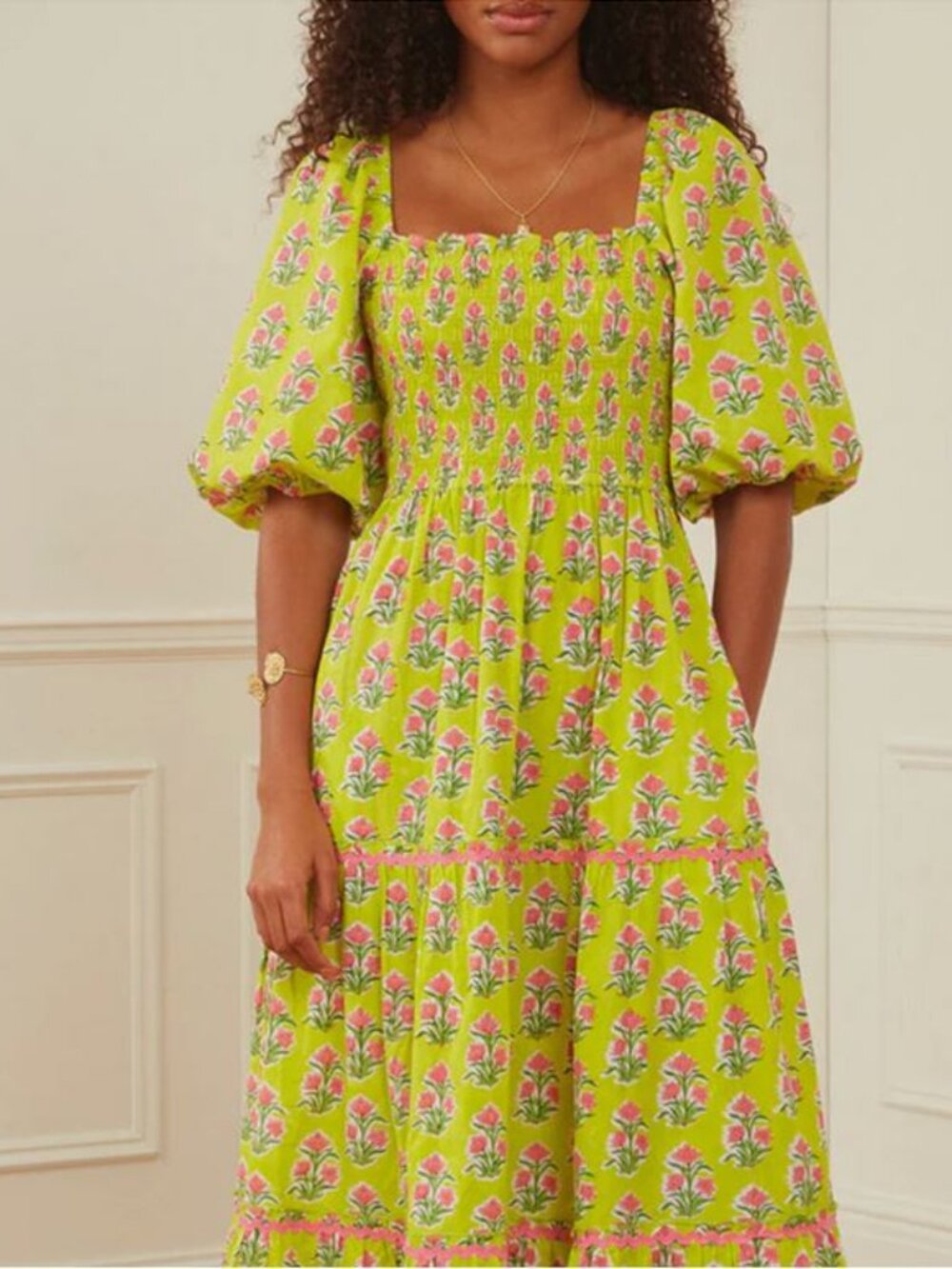 Brand new Pink City Prints sz small Jodhpur Dress - Lime Tulip